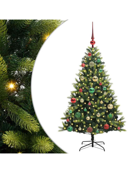 Albero di Natale Artificiale Pieghevole 150 LED Verde 120 cm