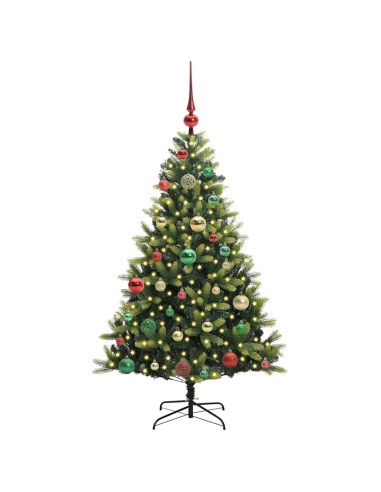 Albero di Natale Artificiale Pieghevole 150 LED Verde 120 cm