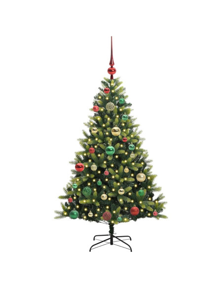 Albero di Natale Artificiale Pieghevole 150 LED Verde 120 cm