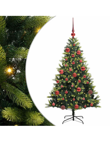 Albero di Natale Artificiale Pieghevole 150 LED Verde 150 cm