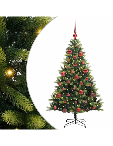 Albero di Natale Artificiale Pieghevole 150 LED Verde 150 cm