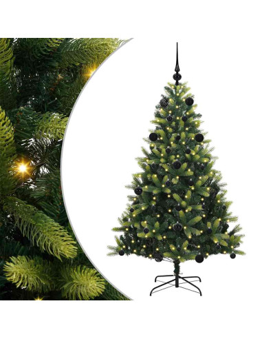 Albero di Natale Artificiale Pieghevole 150 LED Verde 150 cm