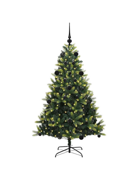 Albero di Natale Artificiale Pieghevole 150 LED Verde 150 cm