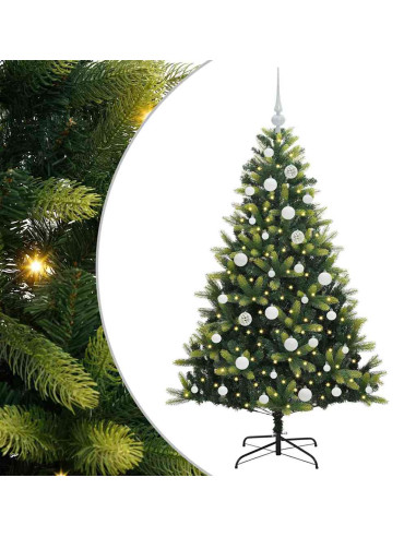 Albero di Natale Artificiale Pieghevole 150 LED 150 cm PVC e PE