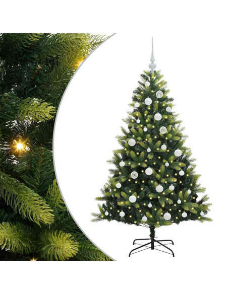 Albero di Natale Artificiale Pieghevole 150 LED 150 cm PVC e PE