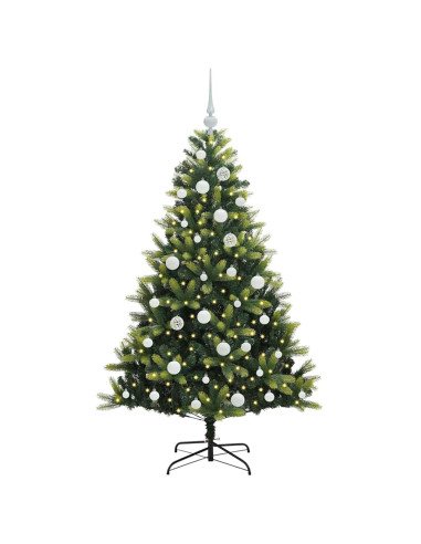 Albero di Natale Artificiale Pieghevole 150 LED 150 cm PVC e PE