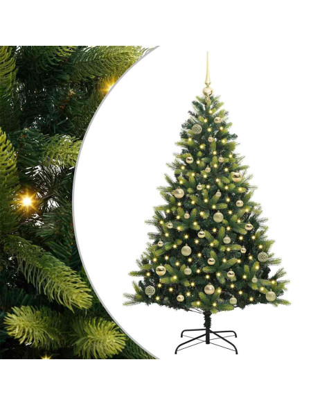 Albero di Natale Artificiale Pieghevole 150 LED Verde 150 cm