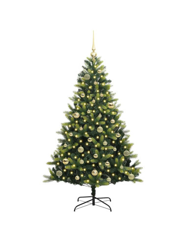 Albero di Natale Artificiale Pieghevole 150 LED Verde 150 cm