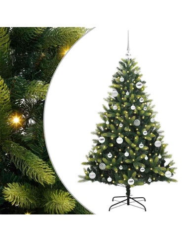 Albero di Natale Artificiale Pieghevole 150 LED Verde 150 cm