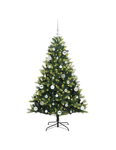 Albero di Natale Artificiale Pieghevole 150 LED Verde 150 cm