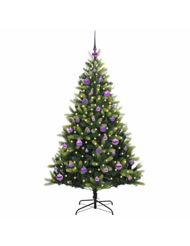 Albero di Natale Artificiale Pieghevole 150 LED 150 cm PVC e PE