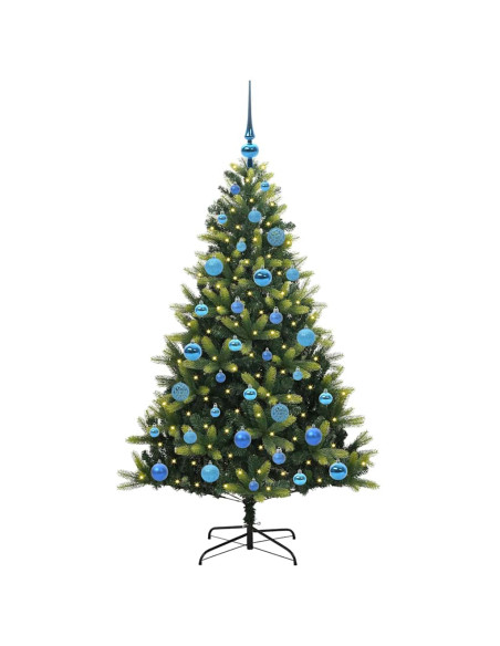 Albero di Natale Artificiale Pieghevole 150 LED Verde 150 cm