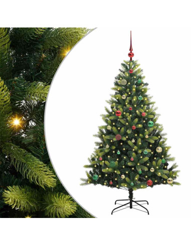 Albero di Natale Artificiale Pieghevole 150 LED Verde 150 cm