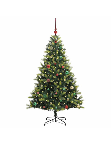 Albero di Natale Artificiale Pieghevole 150 LED Verde 150 cm