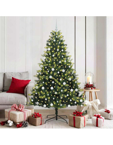 Albero di Natale Artificiale con Cerniera 300 LED Verde 180 cm