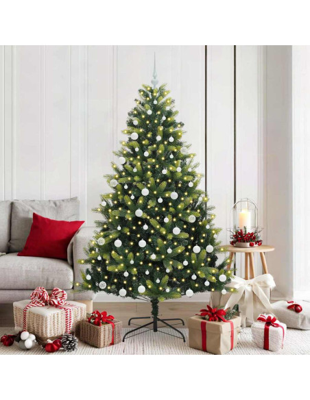 Albero di Natale Artificiale con Cerniera 300 LED Verde 180 cm