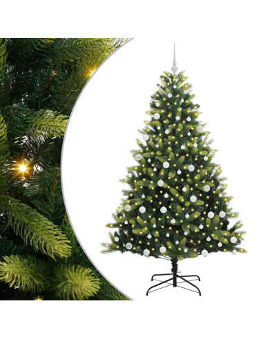 Albero di Natale Artificiale con Cerniera 300 LED Verde 180 cm