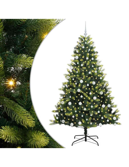 Albero di Natale Artificiale con Cerniera 300 LED Verde 180 cm