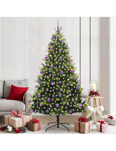 Albero di Natale Artificiale Ad Incastro con 300 LED 210 cm
