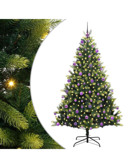 Albero di Natale Artificiale Ad Incastro con 300 LED 210 cm