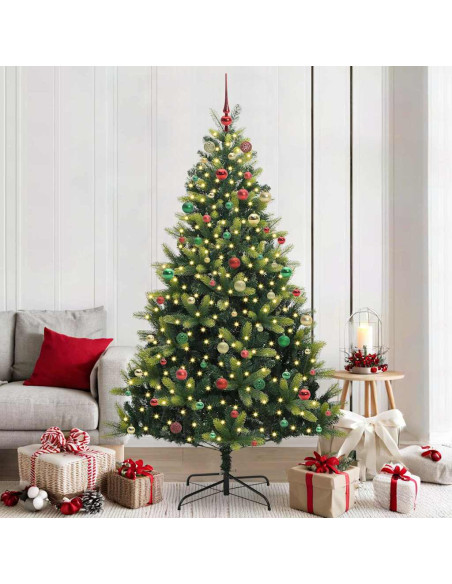 Albero di Natale Artificiale Pieghevole 300 LED Verde 210 cm