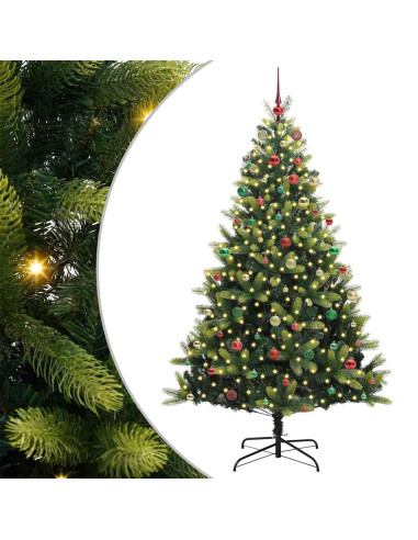 Albero di Natale Artificiale Pieghevole 300 LED Verde 210 cm