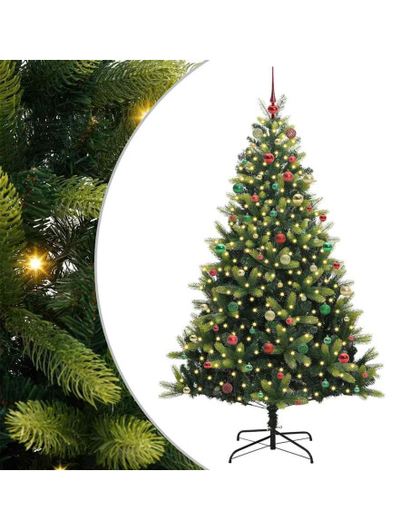 Albero di Natale Artificiale Pieghevole 300 LED Verde 210 cm