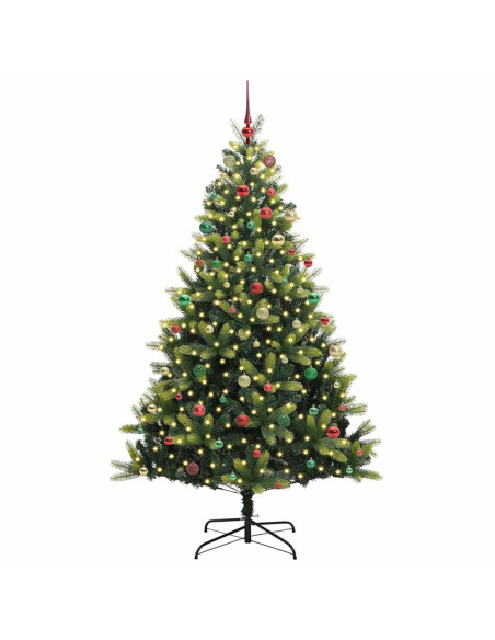 Albero di Natale Artificiale Pieghevole 300 LED Verde 210 cm