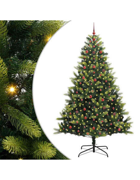 Albero di Natale Artificiale a Cerniera 300 LED Verde 240 cm