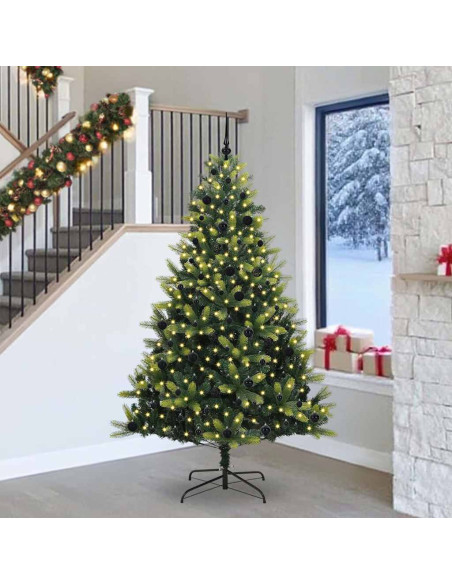 Albero di Natale Artificiale a Cerniera con 300 LED 240 cm