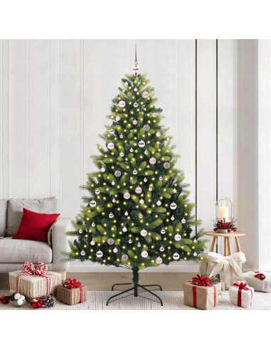 Albero di Natale Artificiale a Cerniera 300 LED Verde 240 cm