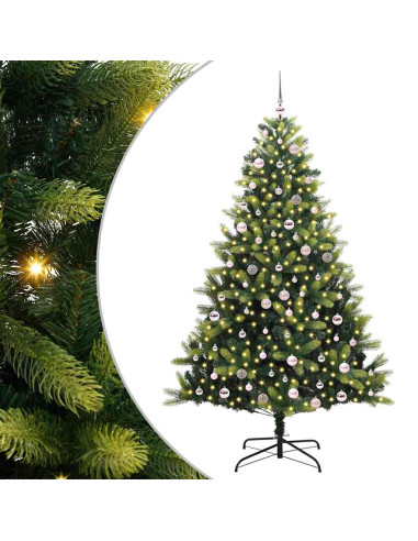 Albero di Natale Artificiale a Cerniera 300 LED Verde 240 cm