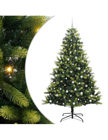 Albero di Natale Artificiale Pieghevole 300 LEDs Verde 240 cm