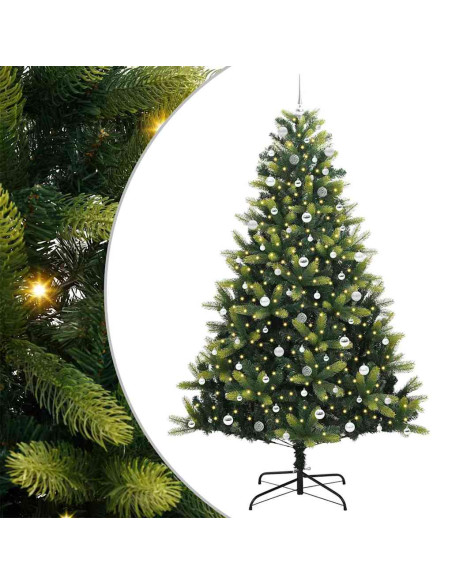 Albero di Natale Artificiale a Cerniera 300 LEDs Verde 240 cm