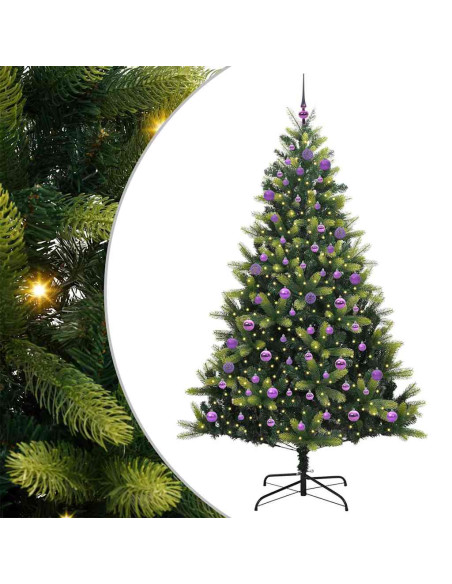 Albero di Natale Artificiale con Cerniera 300 LED Verde 240 cm