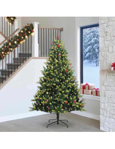 Albero di Natale Artificiale a Cerniera 300 LED Verde 240 cm 2