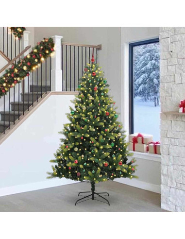 Albero di Natale Artificiale a Cerniera 300 LED Verde 240 cm