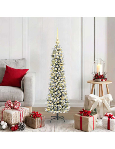 Albero di Natale artificiale con 150 LED Verde e bianco 120 cm