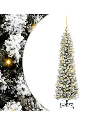 Albero di Natale artificiale con 150 LED Verde e bianco 120 cm
