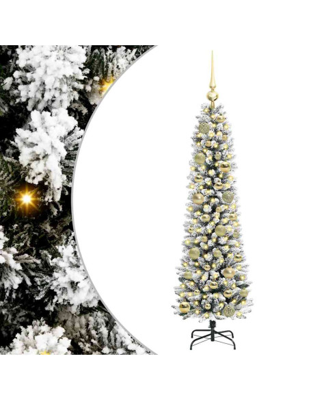 Albero di Natale artificiale con 150 LED Verde e bianco 120 cm