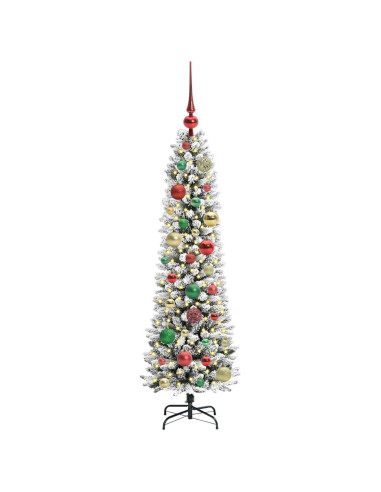 Albero di Natale artificiale con 150 LED Verde e bianco 120 cm