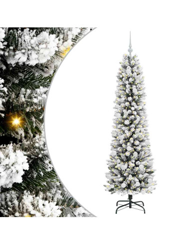 Albero di Natale artificiale con 300 LED Verde e bianco 180 cm