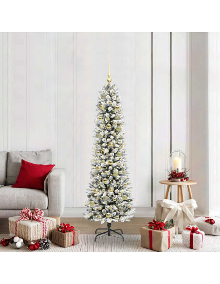 Albero di Natale artificiale con 300 LED Verde e bianco 180 cm