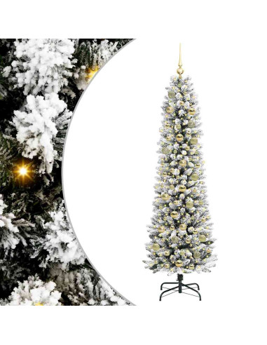 Albero di Natale artificiale con 300 LED Verde e bianco 180 cm