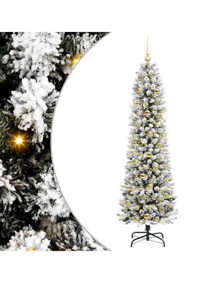 Albero di Natale artificiale con 300 LED Verde e bianco 180 cm