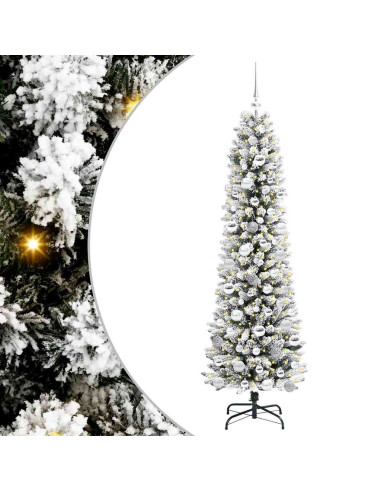 Albero di Natale artificiale con 300 LED Verde e bianco 180 cm
