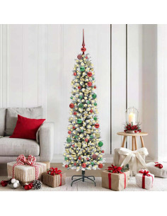 Albero di Natale artificiale con 300 LED Verde e bianco 180 cm 2