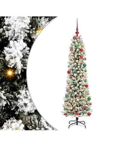 Albero di Natale artificiale con 300 LED Verde e bianco 180 cm