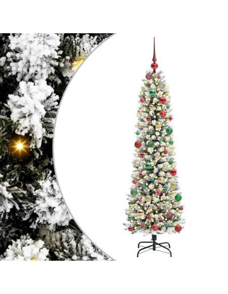 Albero di Natale artificiale con 300 LED Verde e bianco 180 cm
