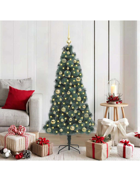 Albero di Natale artificiale preilluminato con set di palline